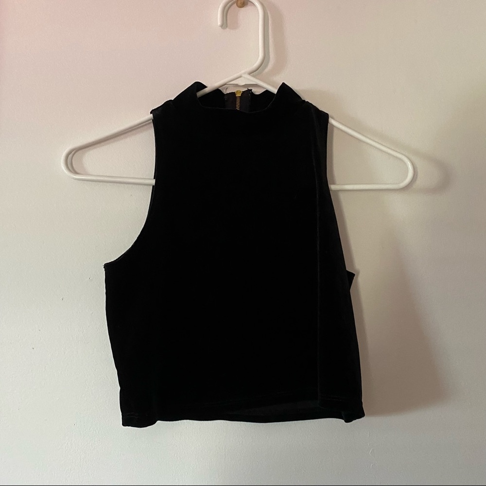 Black Crop High Neck Top